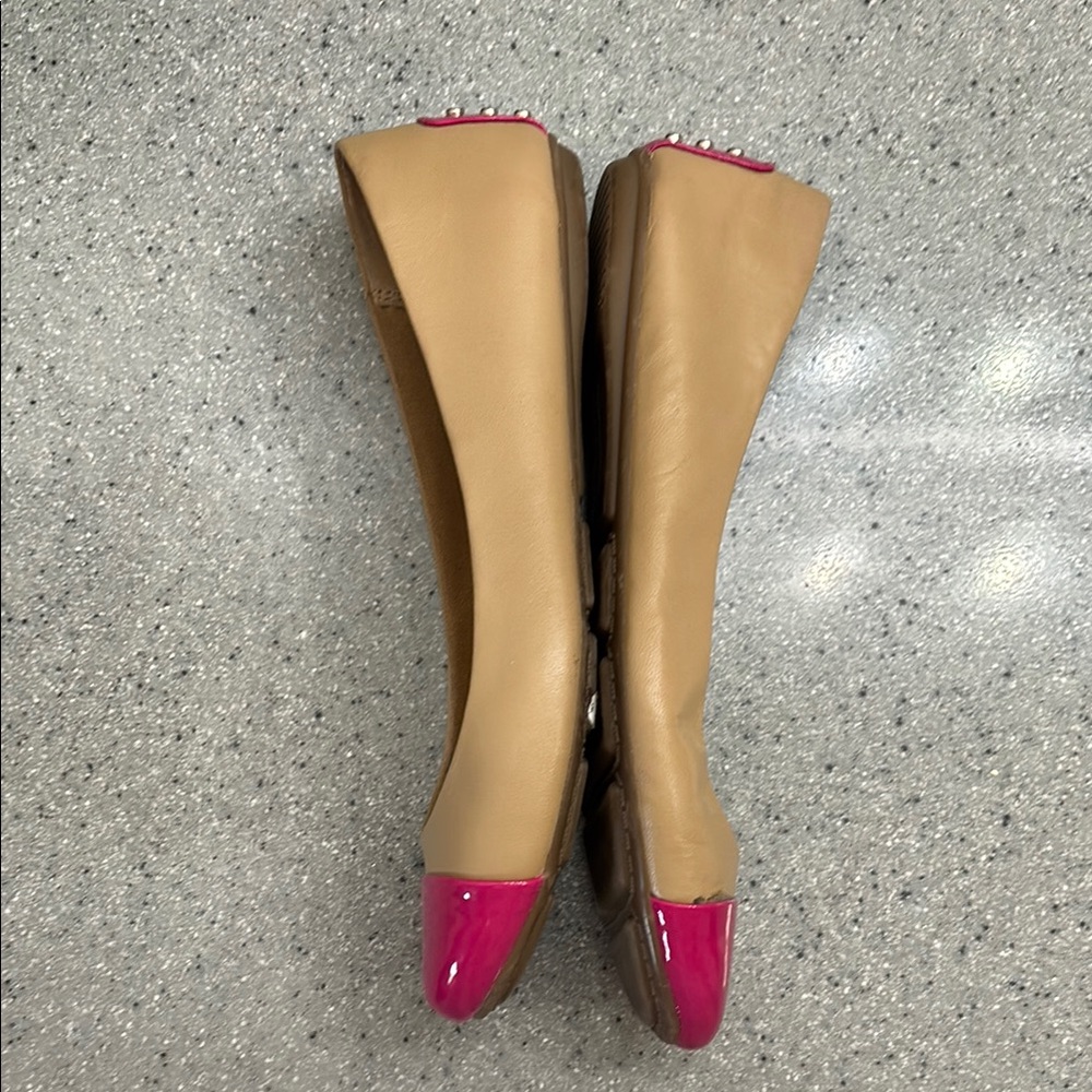Alfani Tan and Pink Flats with Rounded Toe Design - Picture 4 of 7